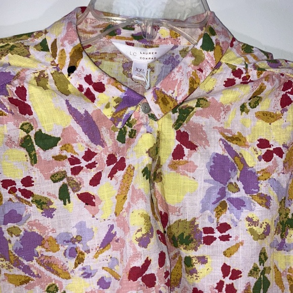 LC Lauren Conrad button down floral print top XXL - Picture 7 of 17